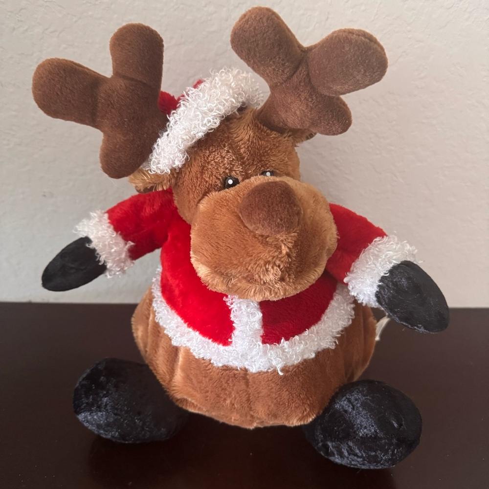 Fiesta Plush Brown Moose in Red Santa Suit 13”Vintage 2003